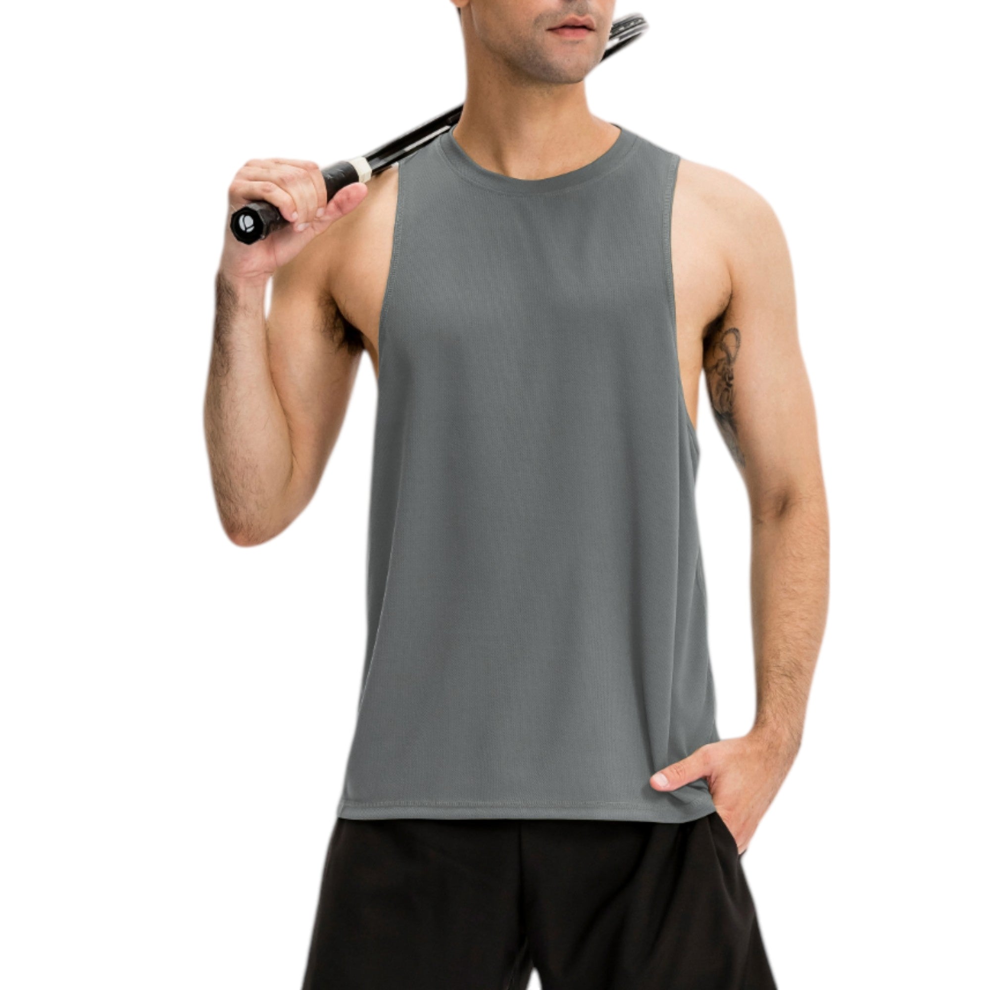 Anna-Kaci Active Men's Muscle Workout Tank Top with Deep Armholes and Lightweight Breathable Fabric