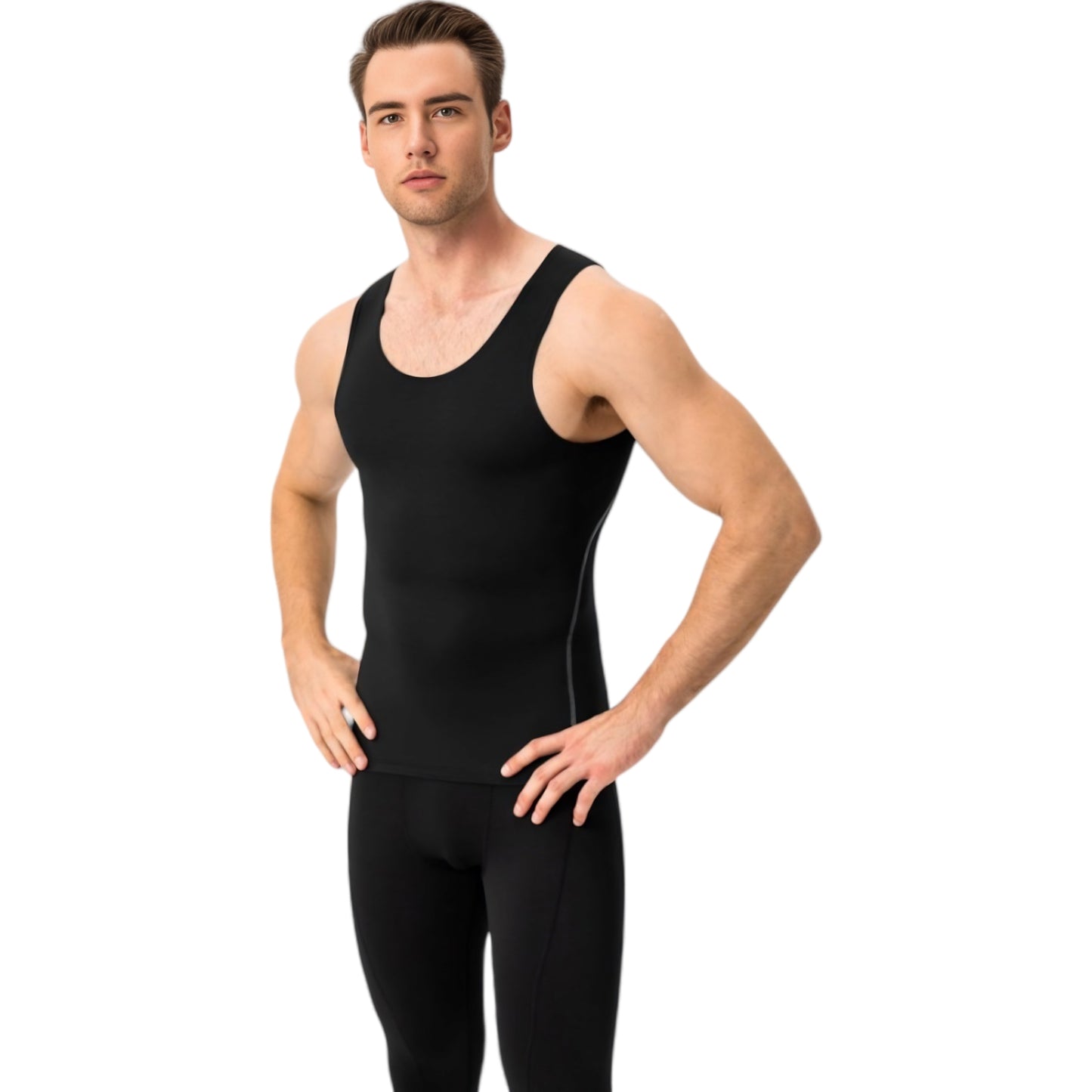 Anna-Kaci Active Men's Compression Tank Top with Scoop Neck Design and Slimming Body Shaper Fit