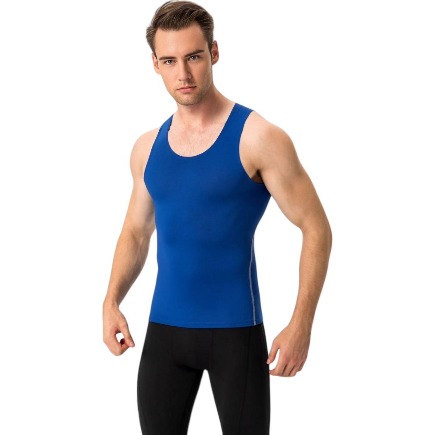 Anna-Kaci Active Men's Compression Tank Top with Scoop Neck Design and Slimming Body Shaper Fit