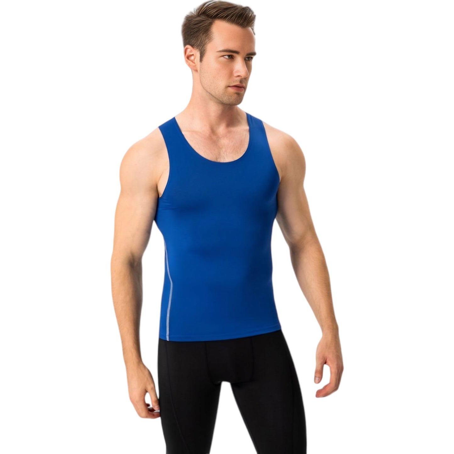 Anna-Kaci Active Men's Compression Tank Top with Scoop Neck Design and Slimming Body Shaper Fit