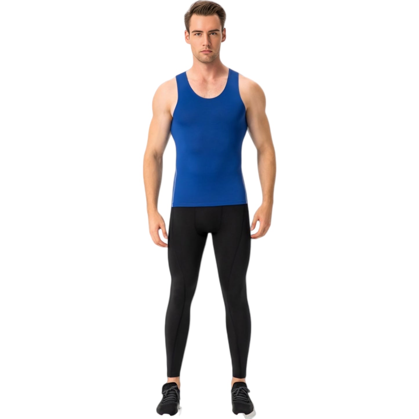 Anna-Kaci Active Men's Compression Tank Top with Scoop Neck Design and Slimming Body Shaper Fit