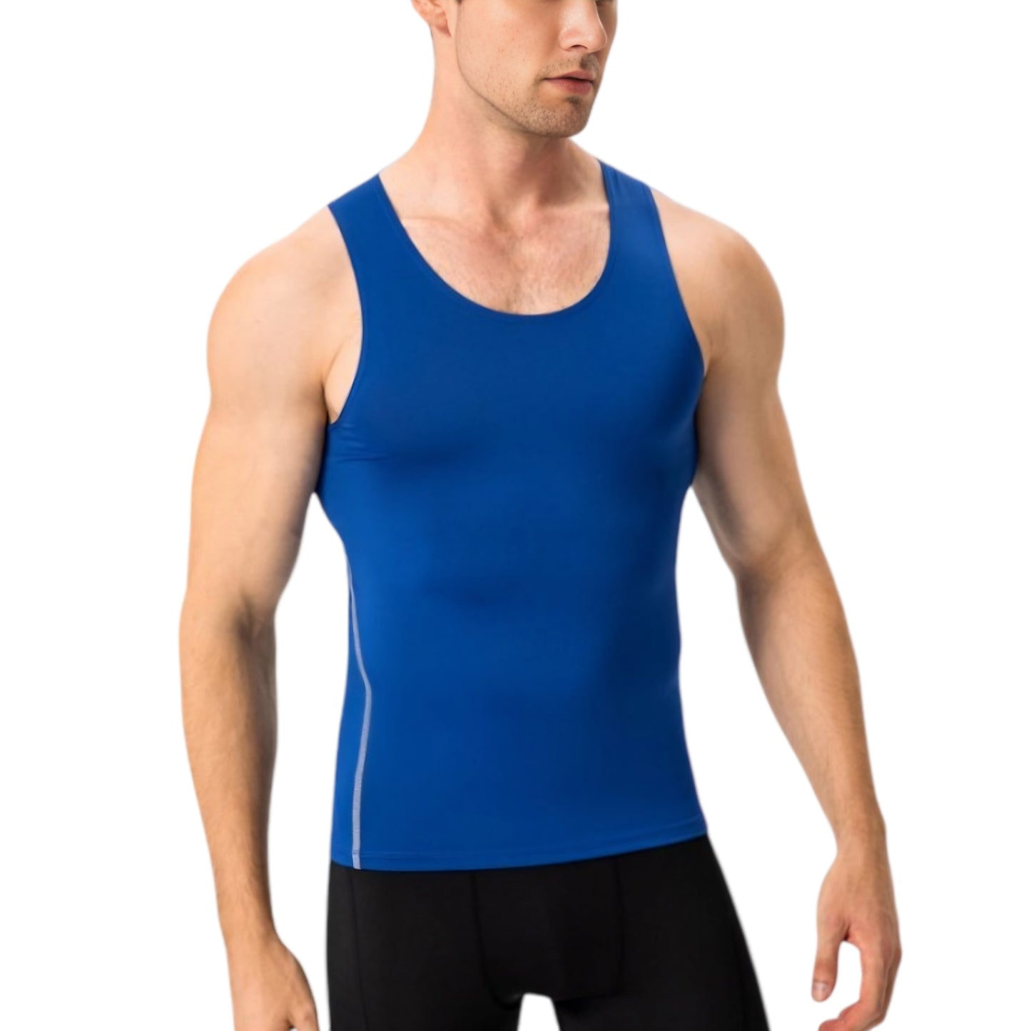 Anna-Kaci Active Men's Compression Tank Top with Scoop Neck Design and Slimming Body Shaper Fit