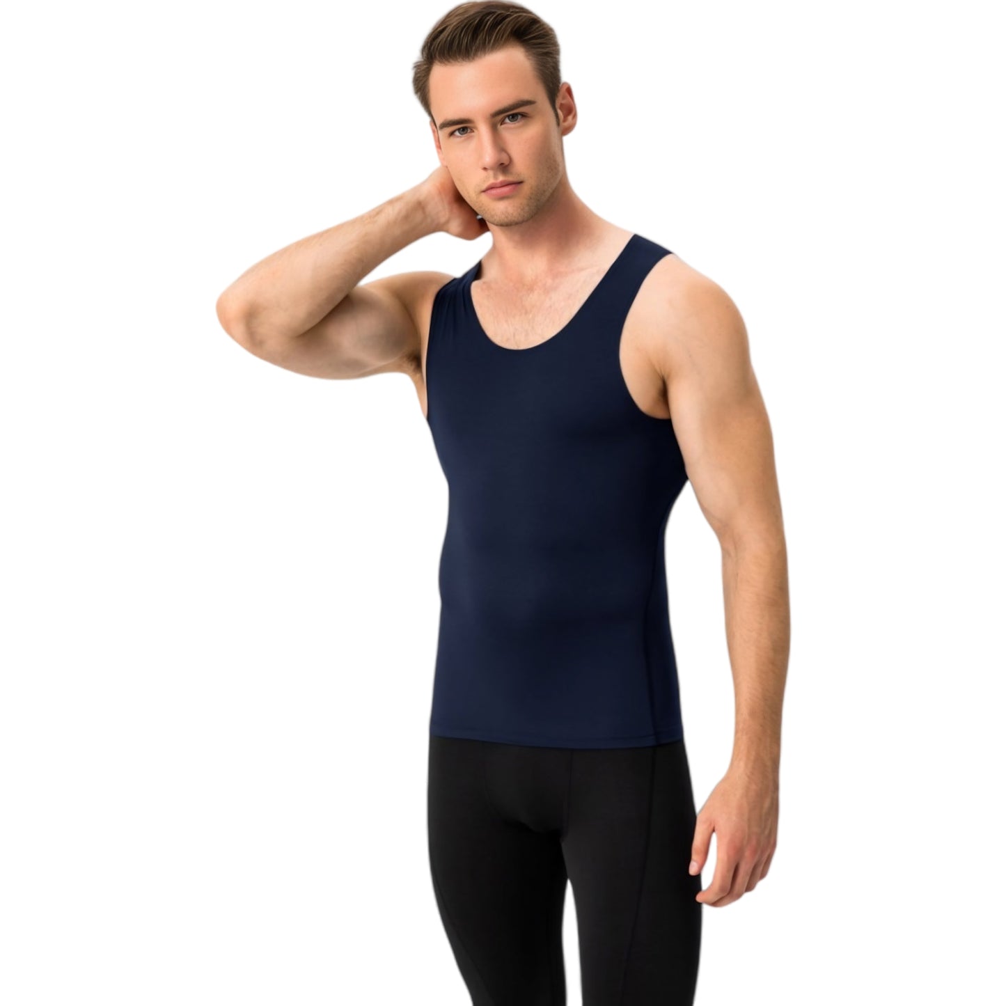 Anna-Kaci Active Men's Compression Tank Top with Scoop Neck Design and Slimming Body Shaper Fit