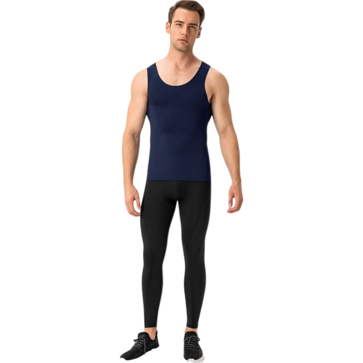 Anna-Kaci Active Men's Compression Tank Top with Scoop Neck Design and Slimming Body Shaper Fit