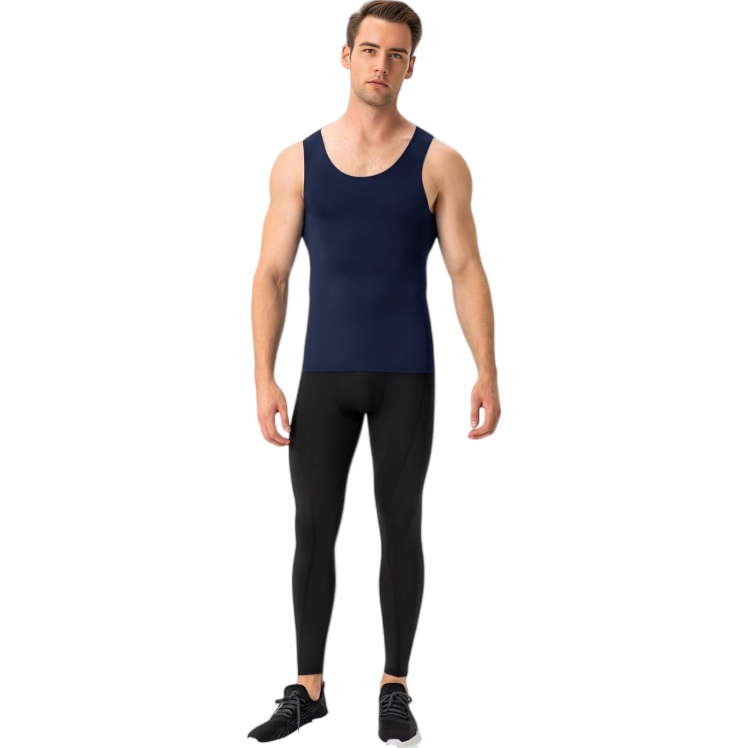 Anna-Kaci Active Men's Compression Tank Top with Scoop Neck Design and Slimming Body Shaper Fit