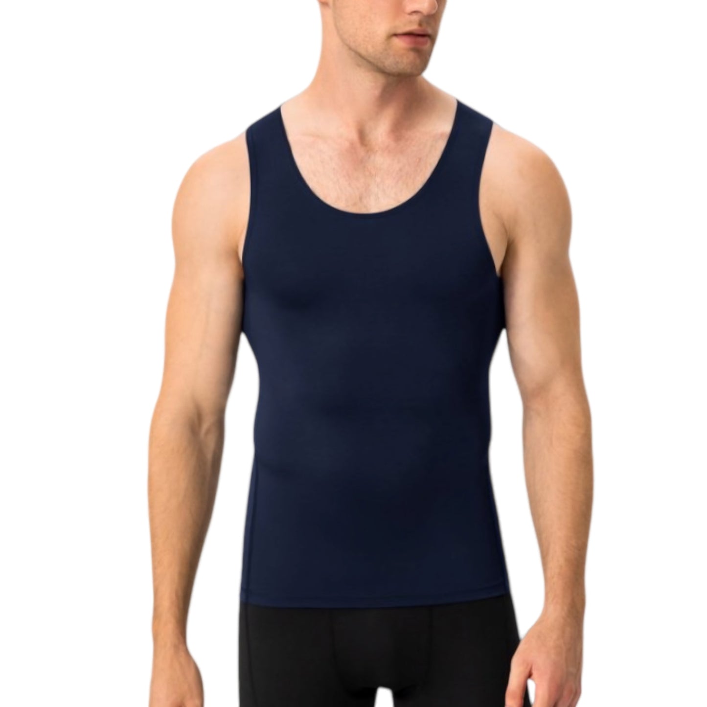 Anna-Kaci Active Men's Compression Tank Top with Scoop Neck Design and Slimming Body Shaper Fit