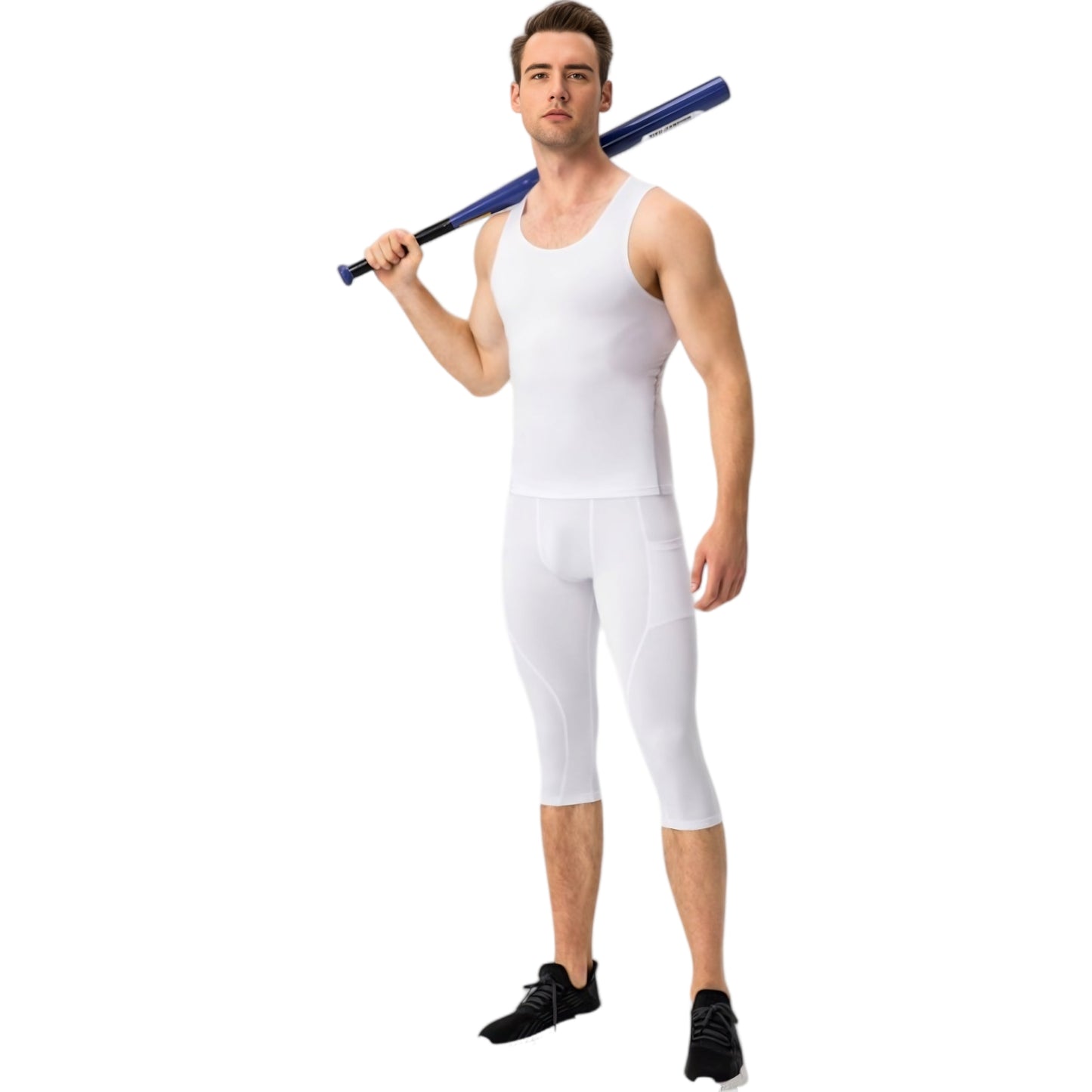 Anna-Kaci Active Men's Compression Tank Top with Scoop Neck Design and Slimming Body Shaper Fit