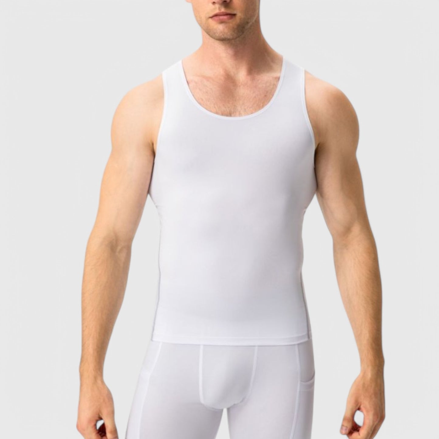 Anna-Kaci Active Men's Compression Tank Top with Scoop Neck Design and Slimming Body Shaper Fit