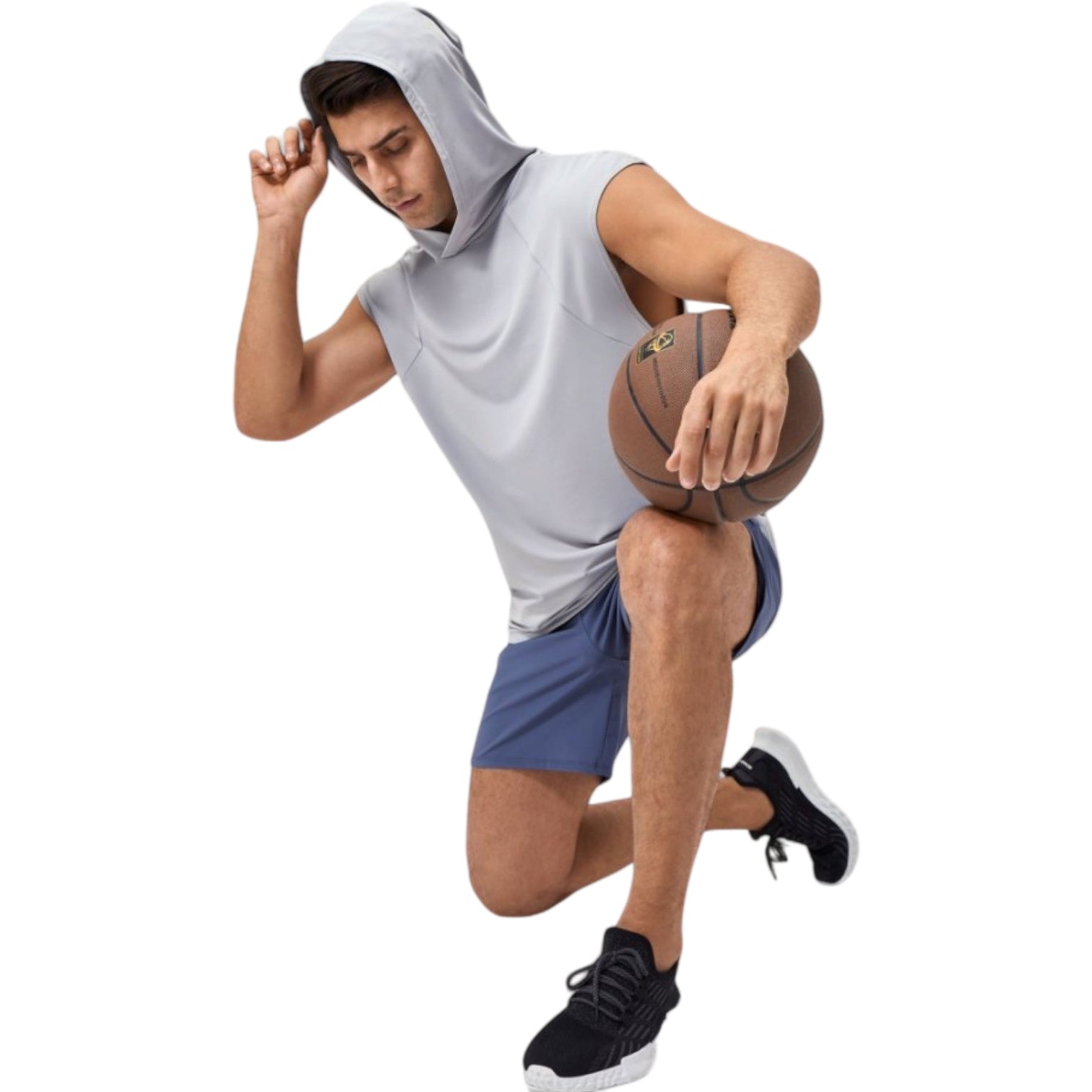Anna-Kaci Active Men's Sleeveless Workout Hoodie with Lightweight Athletic Fit and Crossover Hood Detail