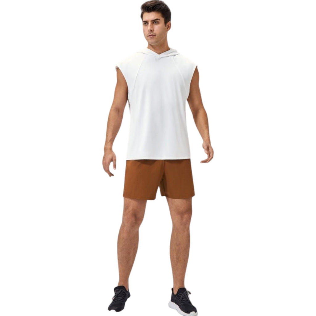 Anna-Kaci Active Men's Sleeveless Workout Hoodie with Lightweight Athletic Fit and Crossover Hood Detail