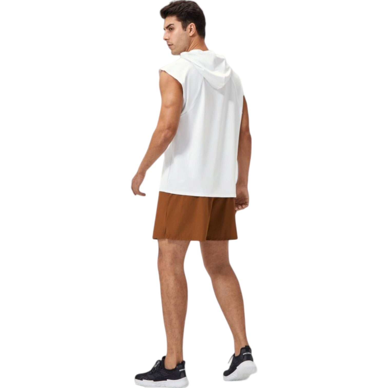 Anna-Kaci Active Men's Sleeveless Workout Hoodie with Lightweight Athletic Fit and Crossover Hood Detail