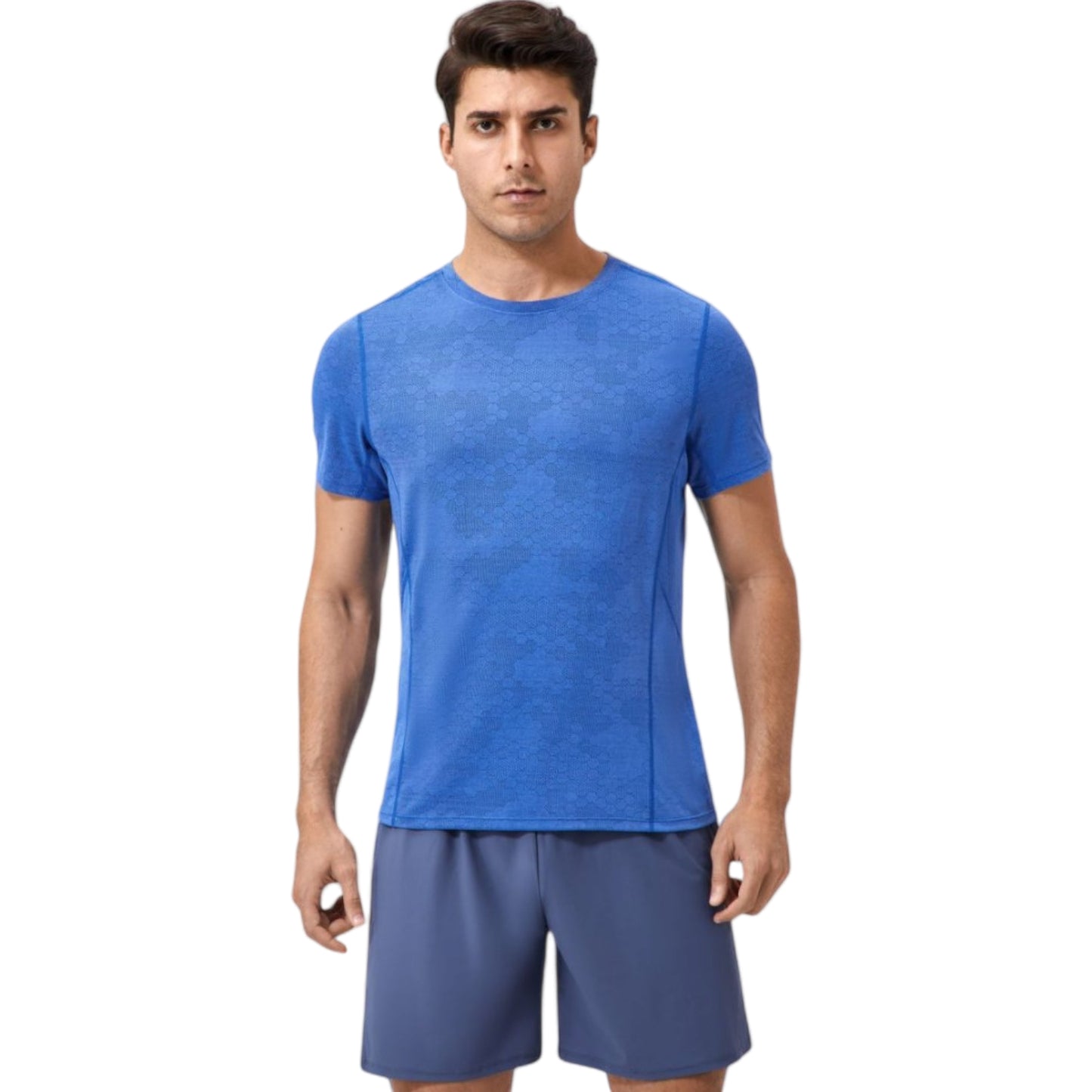 Anna-Kaci Active Men's Performance Crew Neck Athletic T-Shirt with Subtle Hex Pattern and Moisture-Wicking Fabric