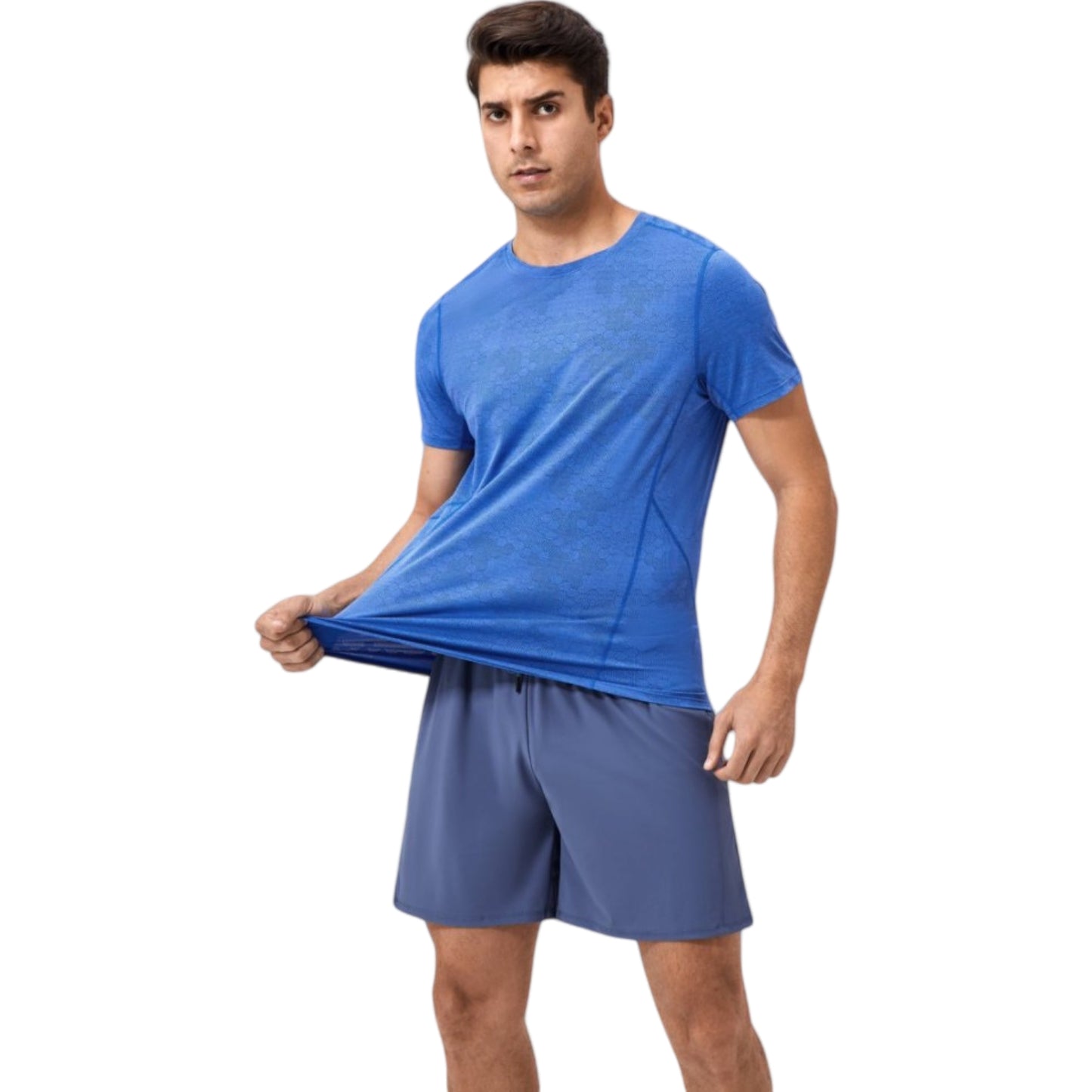 Anna-Kaci Active Men's Performance Crew Neck Athletic T-Shirt with Subtle Hex Pattern and Moisture-Wicking Fabric