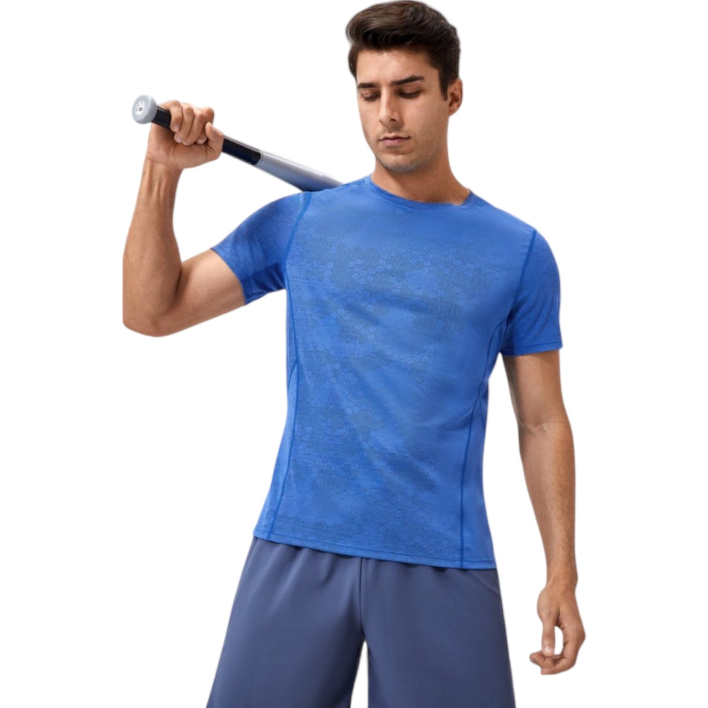 Anna-Kaci Active Men's Performance Crew Neck Athletic T-Shirt with Subtle Hex Pattern and Moisture-Wicking Fabric