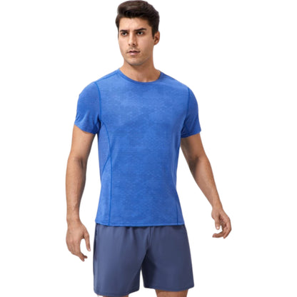 Anna-Kaci Active Men's Performance Crew Neck Athletic T-Shirt with Subtle Hex Pattern and Moisture-Wicking Fabric