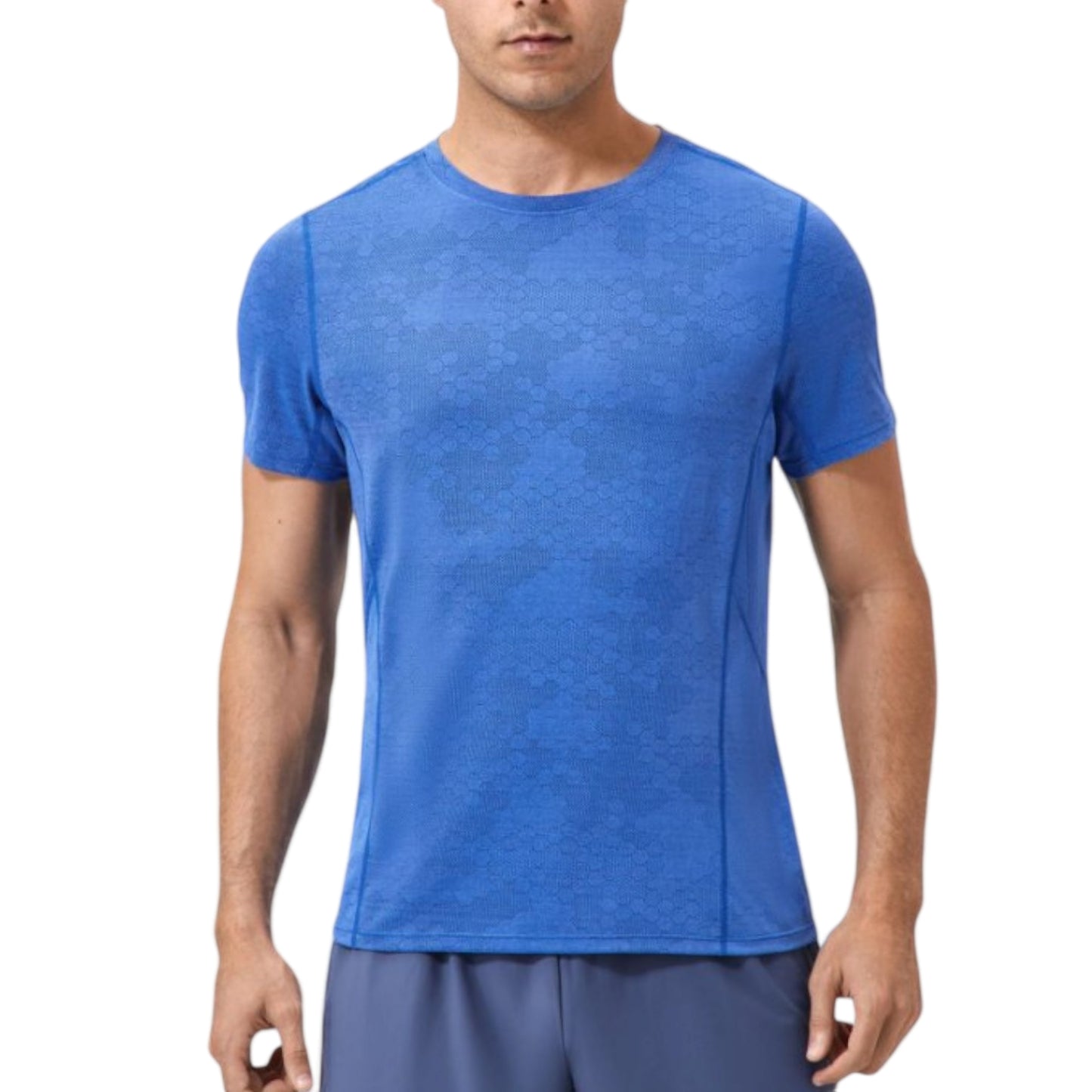 Anna-Kaci Active Men's Performance Crew Neck Athletic T-Shirt with Subtle Hex Pattern and Moisture-Wicking Fabric