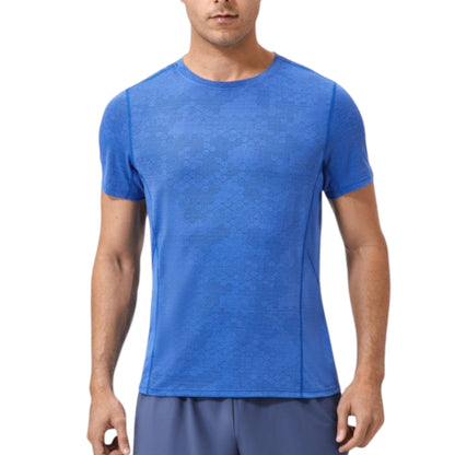Anna-Kaci Active Men's Performance Crew Neck Athletic T-Shirt with Subtle Hex Pattern and Moisture-Wicking Fabric