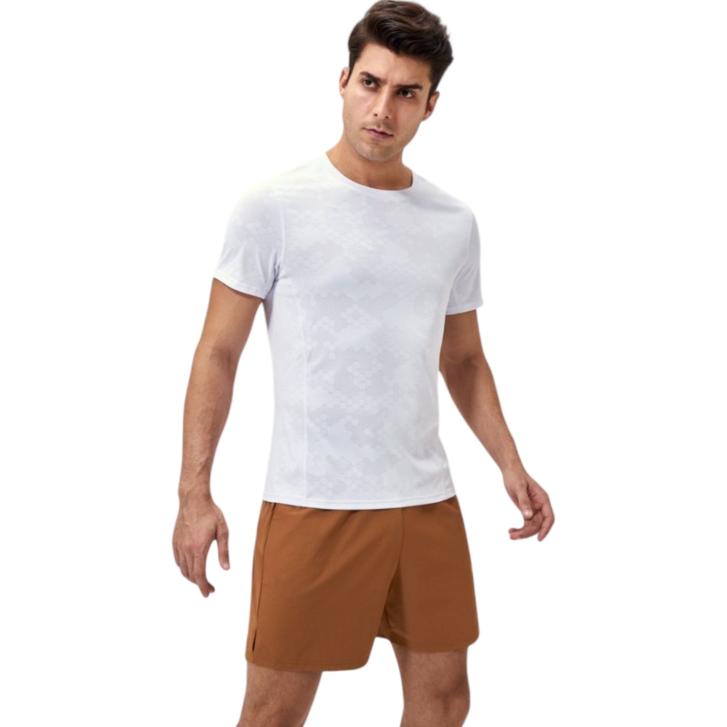 Anna-Kaci Active Men's Performance Crew Neck Athletic T-Shirt with Subtle Hex Pattern and Moisture-Wicking Fabric