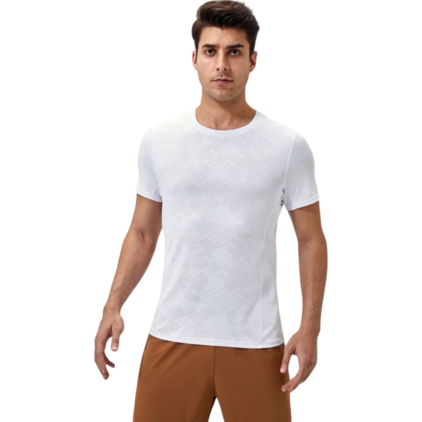 Anna-Kaci Active Men's Performance Crew Neck Athletic T-Shirt with Subtle Hex Pattern and Moisture-Wicking Fabric