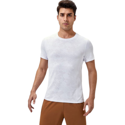 Anna-Kaci Active Men's Performance Crew Neck Athletic T-Shirt with Subtle Hex Pattern and Moisture-Wicking Fabric
