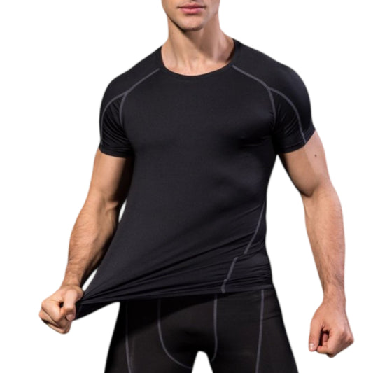 Anna-Kaci Active Men's Compression Short Sleeve Athletic T-Shirt with Moisture-Wicking Stretch Fabric for Training and Workouts