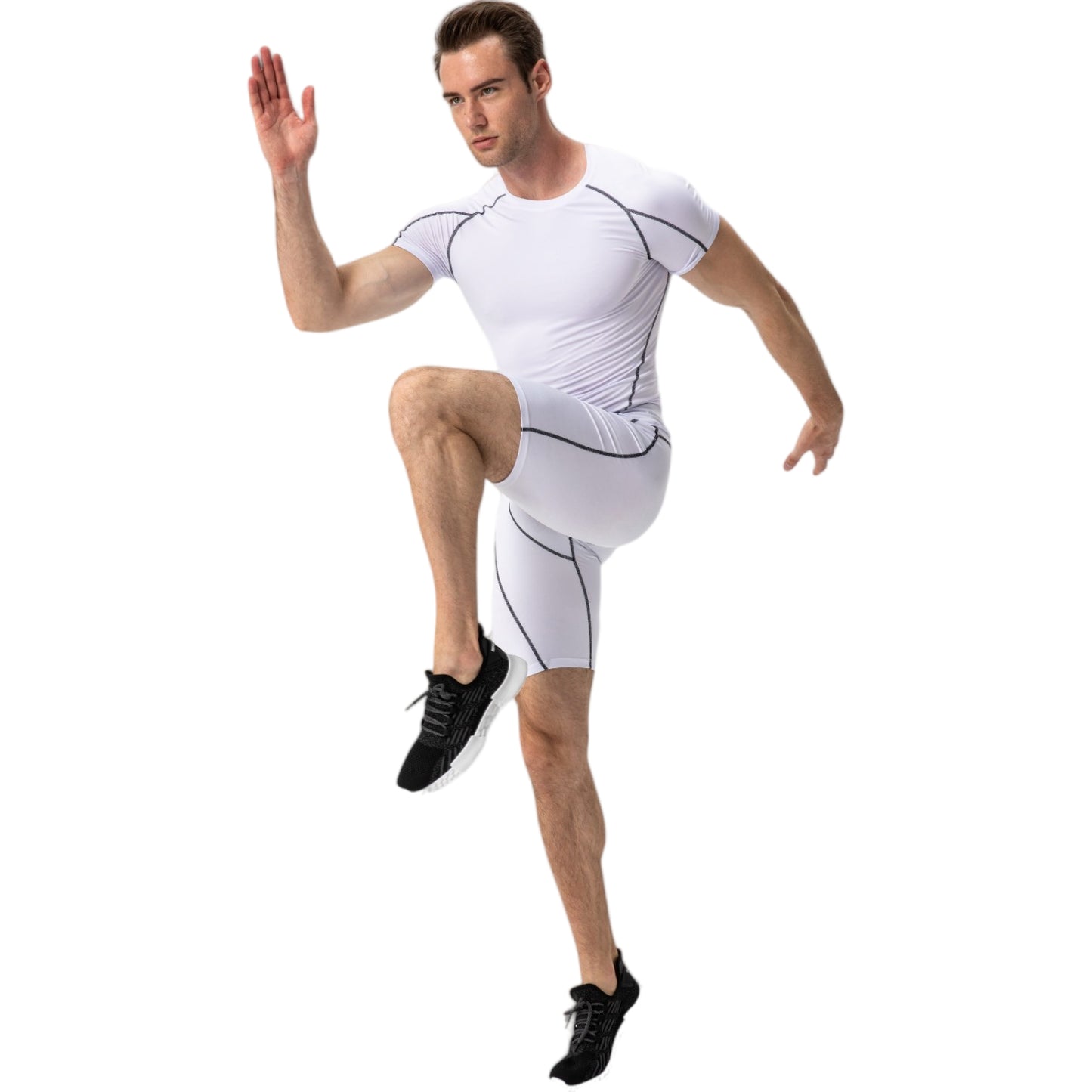Anna-Kaci Active Men's Compression Short Sleeve Athletic T-Shirt with Moisture-Wicking Stretch Fabric for Training and Workouts
