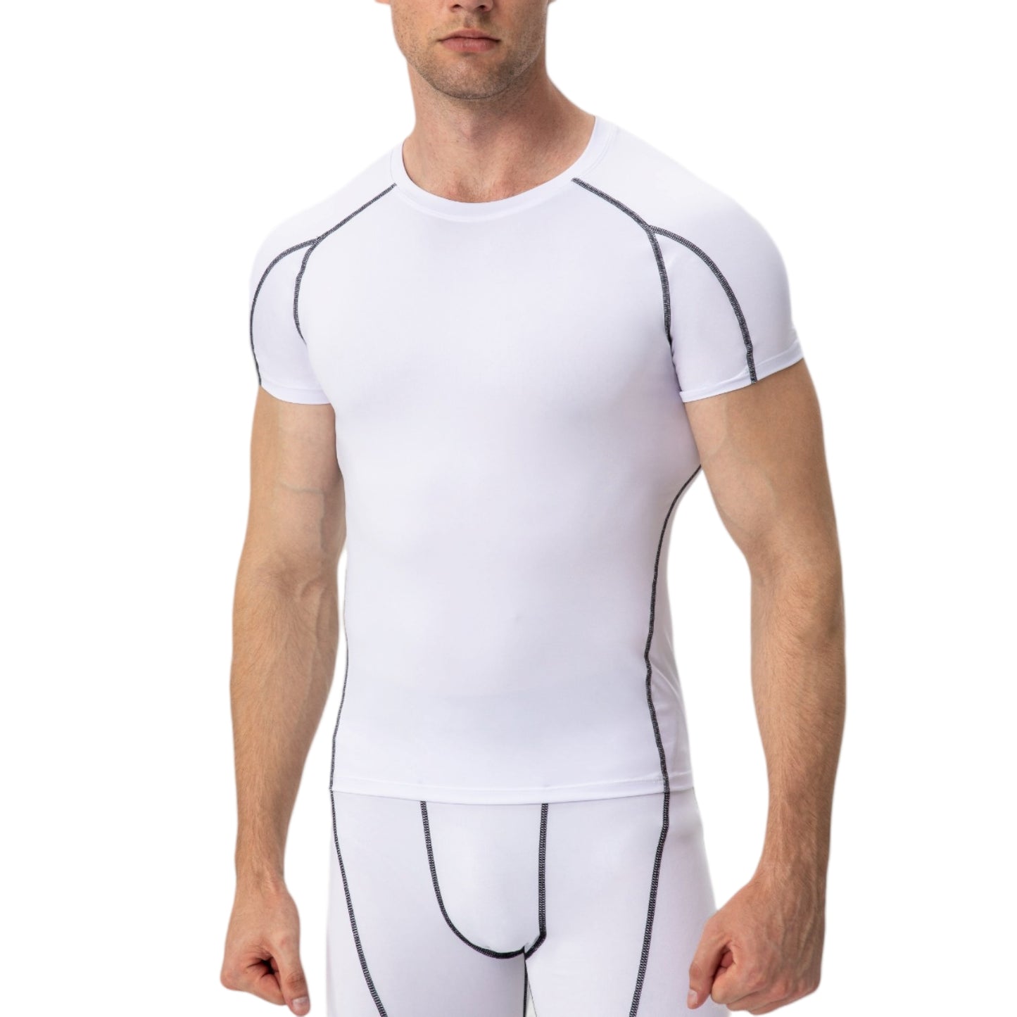Anna-Kaci Active Men's Compression Short Sleeve Athletic T-Shirt with Moisture-Wicking Stretch Fabric for Training and Workouts