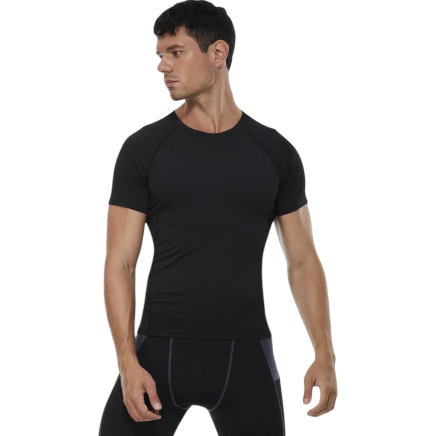 Anna-Kaci Active Men's Compression Short Sleeve T-Shirt in Stretch Heather Fabric for Performance and Training