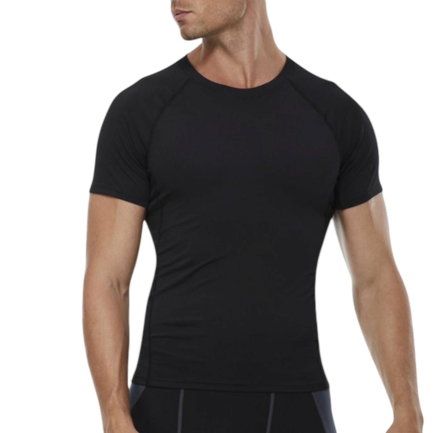 Anna-Kaci Active Men's Compression Short Sleeve T-Shirt in Stretch Heather Fabric for Performance and Training