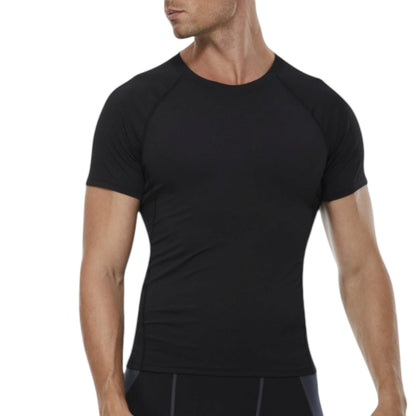 Anna-Kaci Active Men's Compression Short Sleeve T-Shirt in Stretch Heather Fabric for Performance and Training