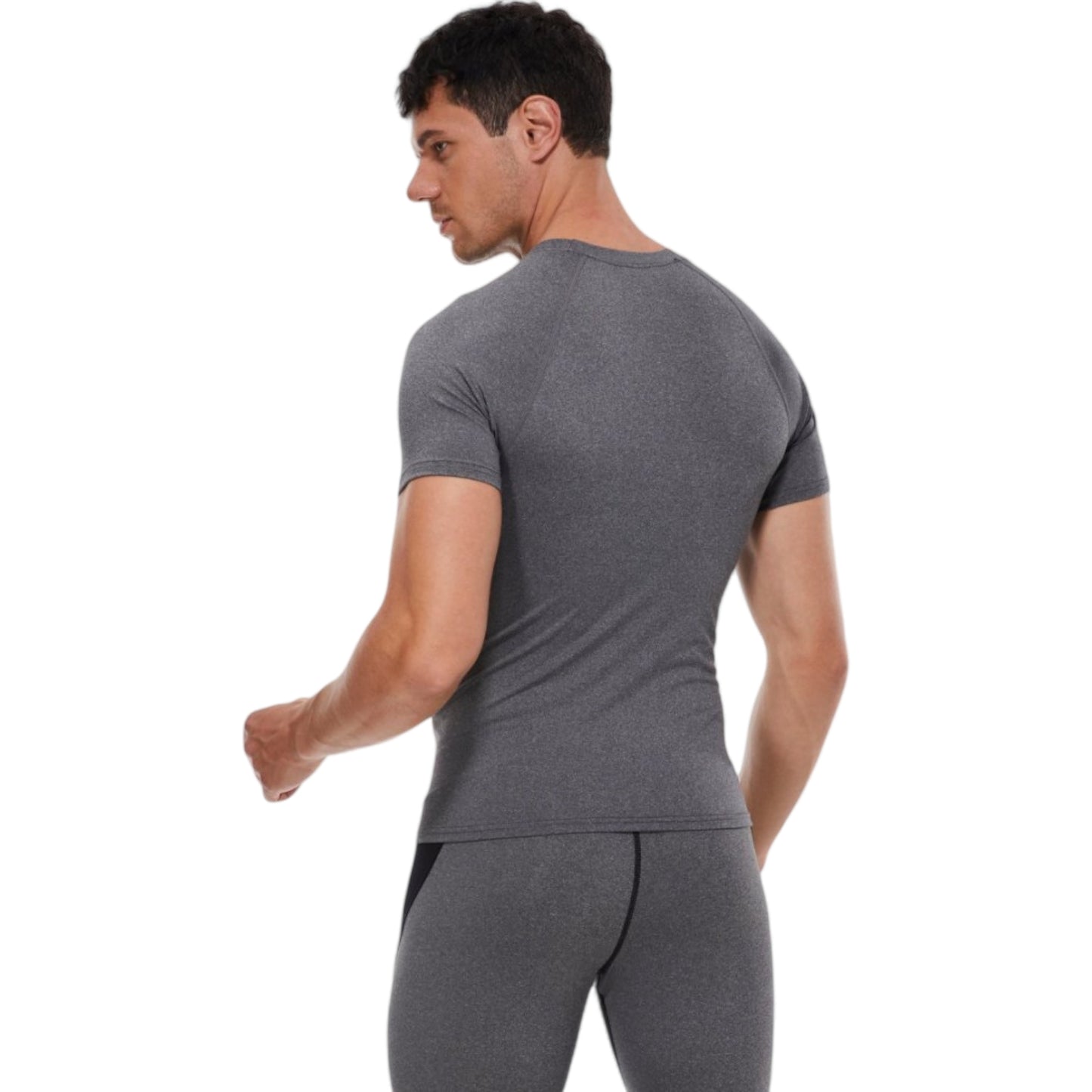 Anna-Kaci Active Men's Compression Short Sleeve T-Shirt in Stretch Heather Fabric for Performance and Training