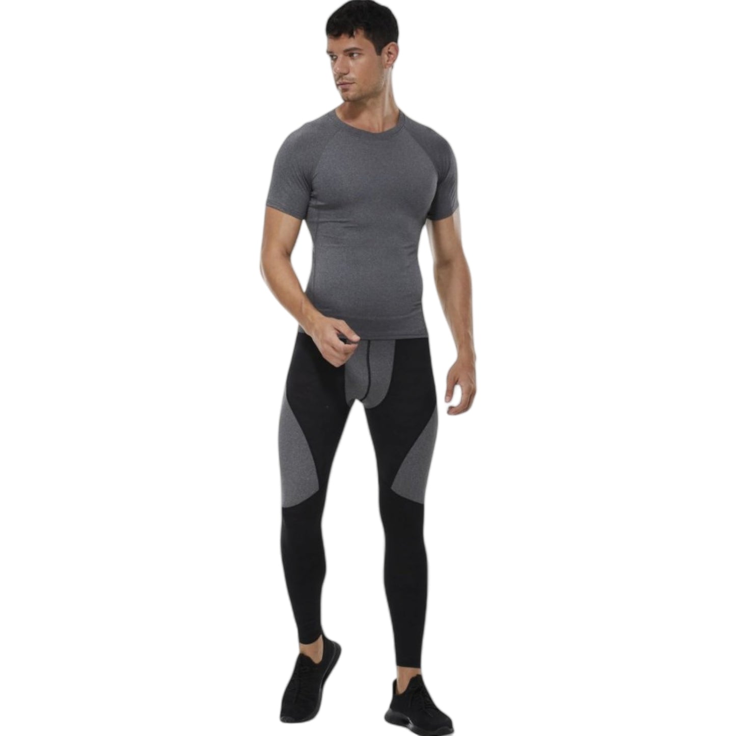 Anna-Kaci Active Men's Compression Short Sleeve T-Shirt in Stretch Heather Fabric for Performance and Training