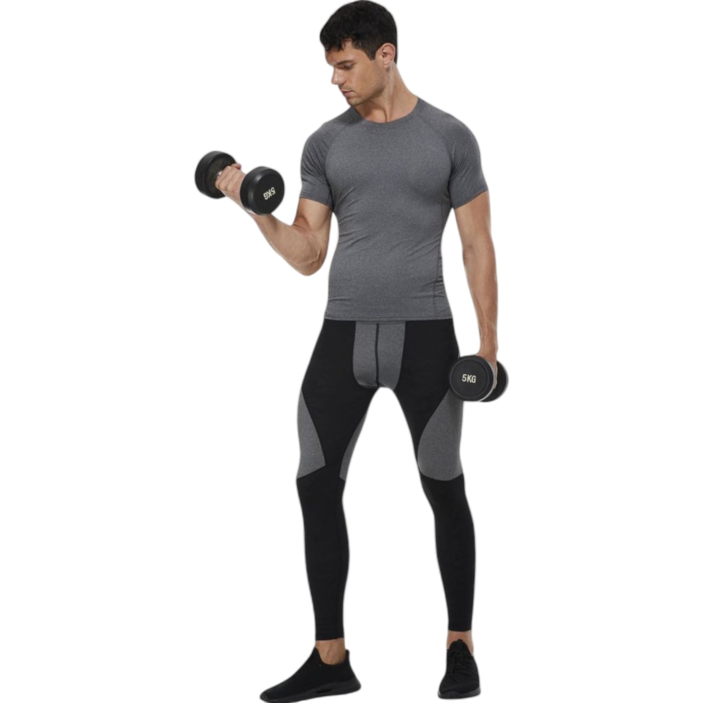 Anna-Kaci Active Men's Compression Short Sleeve T-Shirt in Stretch Heather Fabric for Performance and Training