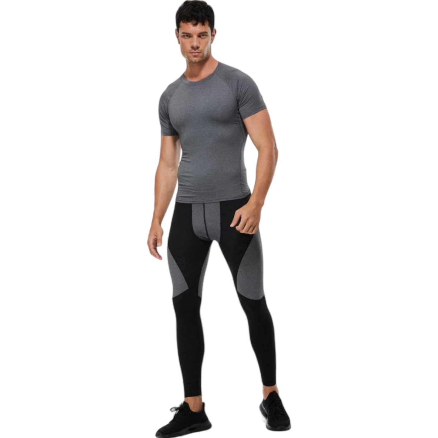 Anna-Kaci Active Men's Compression Short Sleeve T-Shirt in Stretch Heather Fabric for Performance and Training