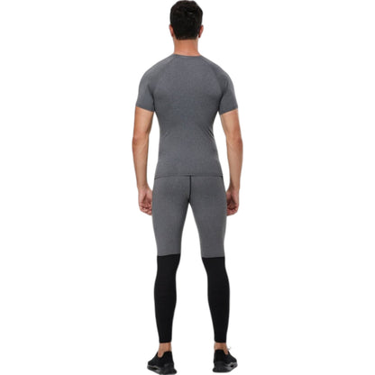 Anna-Kaci Active Men's Compression Short Sleeve T-Shirt in Stretch Heather Fabric for Performance and Training