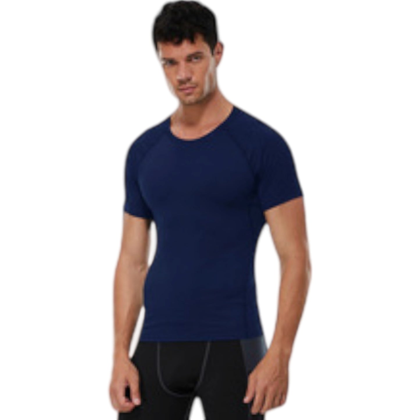 Anna-Kaci Active Men's Compression Short Sleeve T-Shirt in Stretch Heather Fabric for Performance and Training