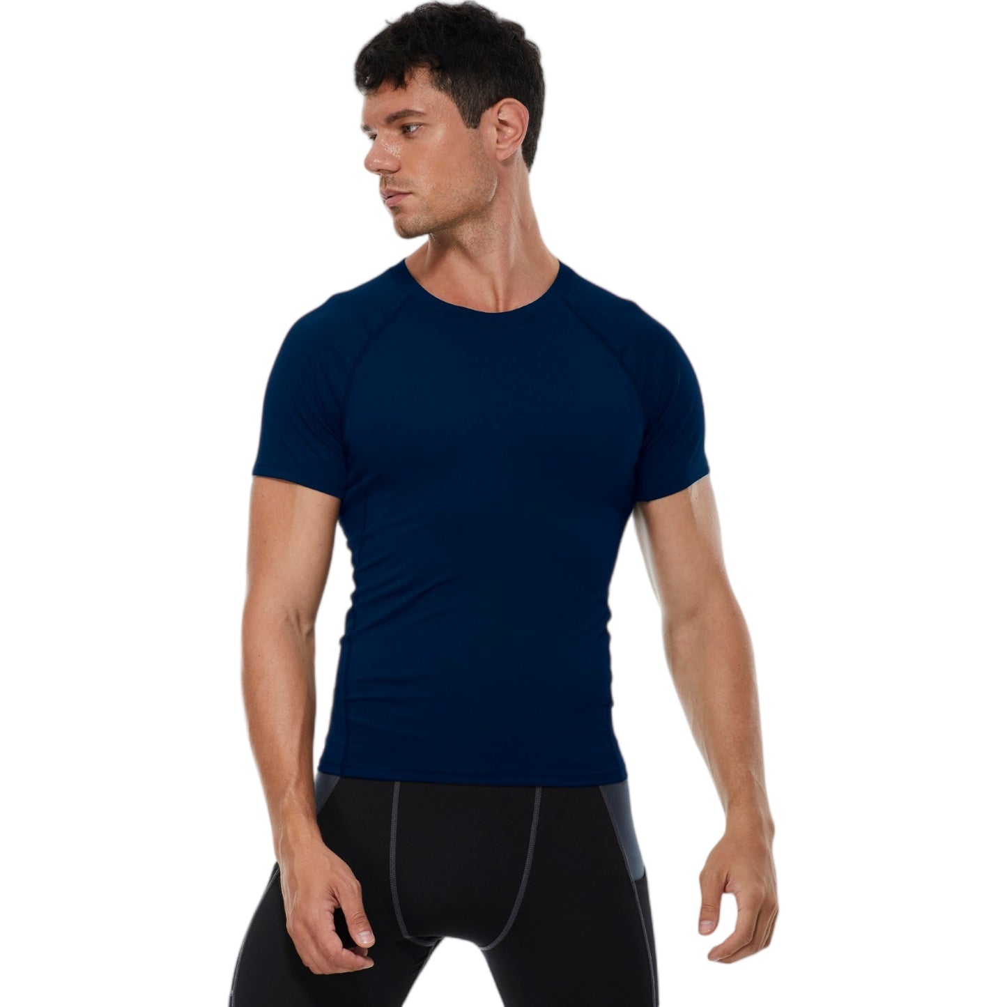 Anna-Kaci Active Men's Compression Short Sleeve T-Shirt in Stretch Heather Fabric for Performance and Training