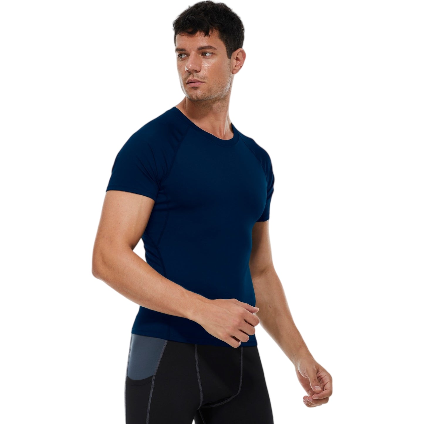 Anna-Kaci Active Men's Compression Short Sleeve T-Shirt in Stretch Heather Fabric for Performance and Training