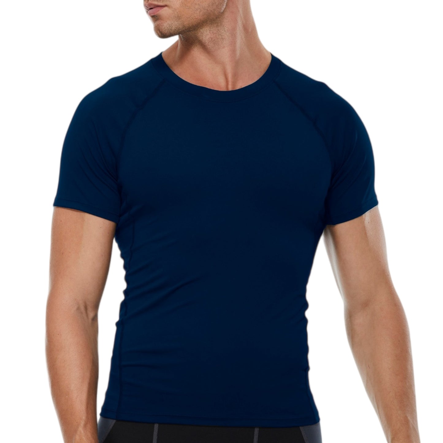Anna-Kaci Active Men's Compression Short Sleeve T-Shirt in Stretch Heather Fabric for Performance and Training