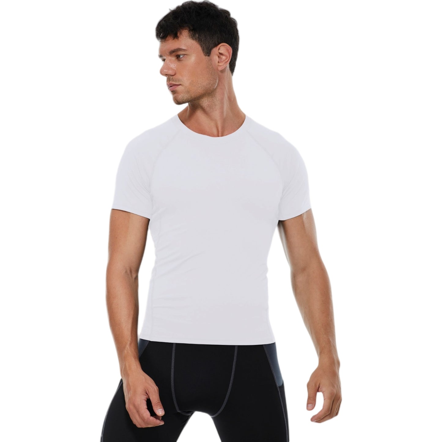 Anna-Kaci Active Men's Compression Short Sleeve T-Shirt in Stretch Heather Fabric for Performance and Training
