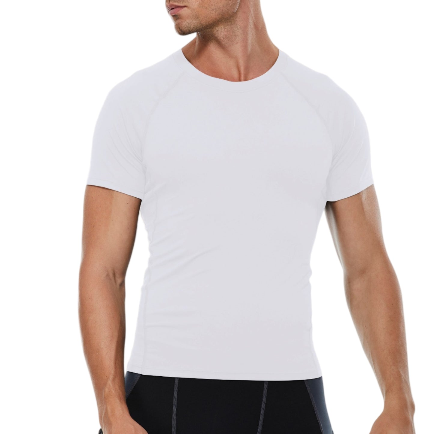 Anna-Kaci Active Men's Compression Short Sleeve T-Shirt in Stretch Heather Fabric for Performance and Training