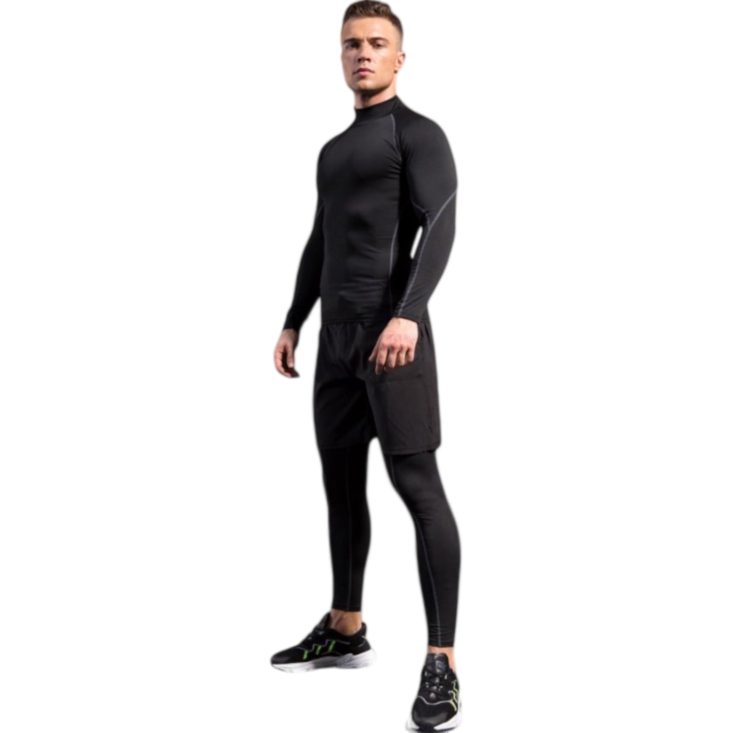 Anna-Kaci Active Men's Long Sleeve Compression Shirt with Mock Neck and Stretch Fit for Performance and Training