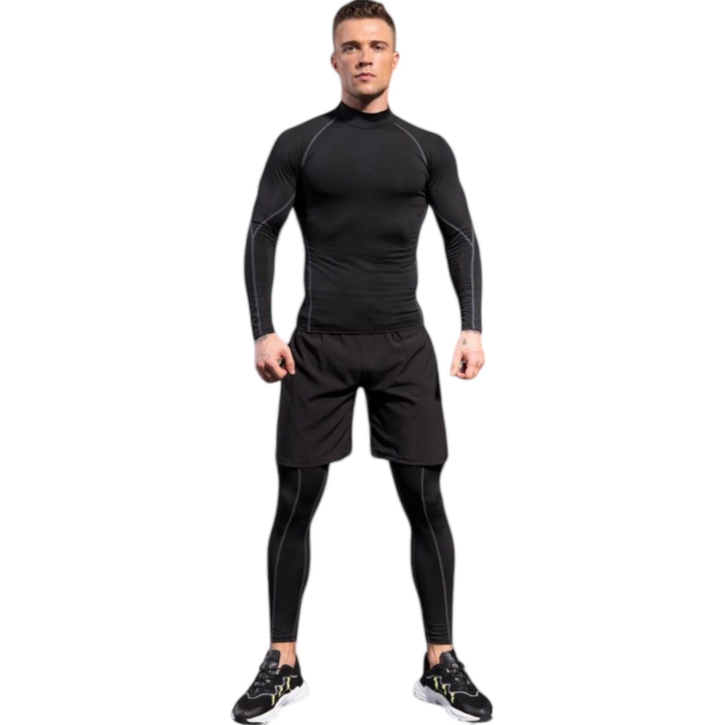 Anna-Kaci Active Men's Long Sleeve Compression Shirt with Mock Neck and Stretch Fit for Performance and Training