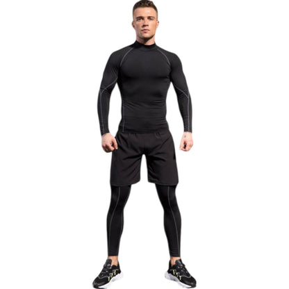 Anna-Kaci Active Men's Long Sleeve Compression Shirt with Mock Neck and Stretch Fit for Performance and Training