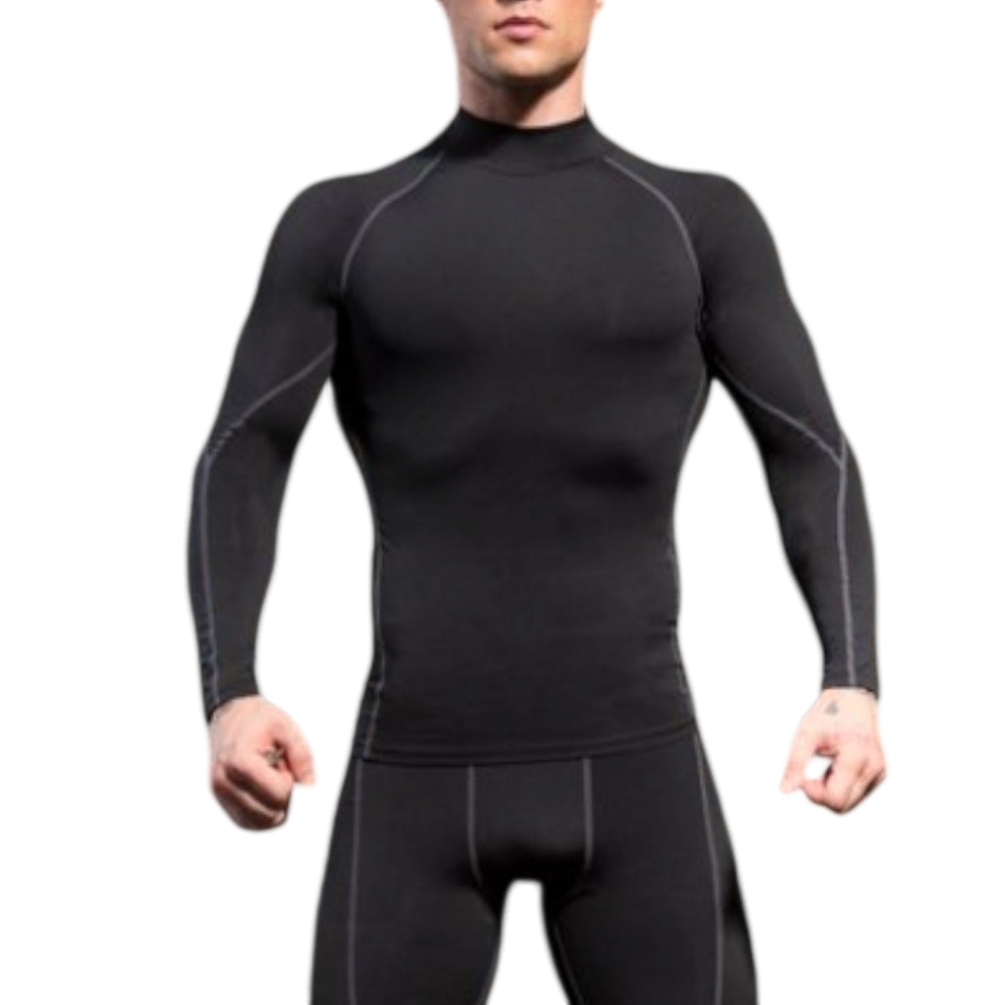 Anna-Kaci Active Men's Long Sleeve Compression Shirt with Mock Neck and Stretch Fit for Performance and Training