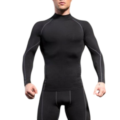 Anna-Kaci Active Men's Long Sleeve Compression Shirt with Mock Neck and Stretch Fit for Performance and Training