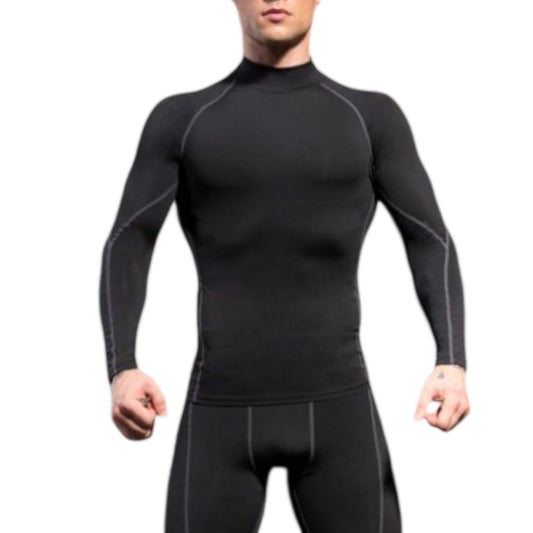 Anna-Kaci Active Men's Long Sleeve Compression Shirt with Mock Neck and Stretch Fit for Performance and Training