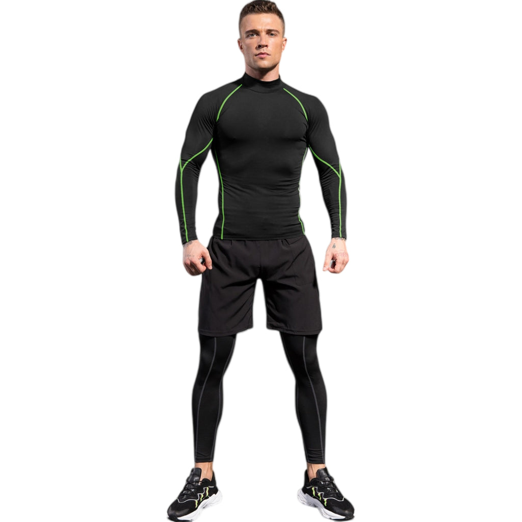 Anna-Kaci Active Men's Long Sleeve Compression Shirt with Mock Neck and Stretch Fit for Performance and Training