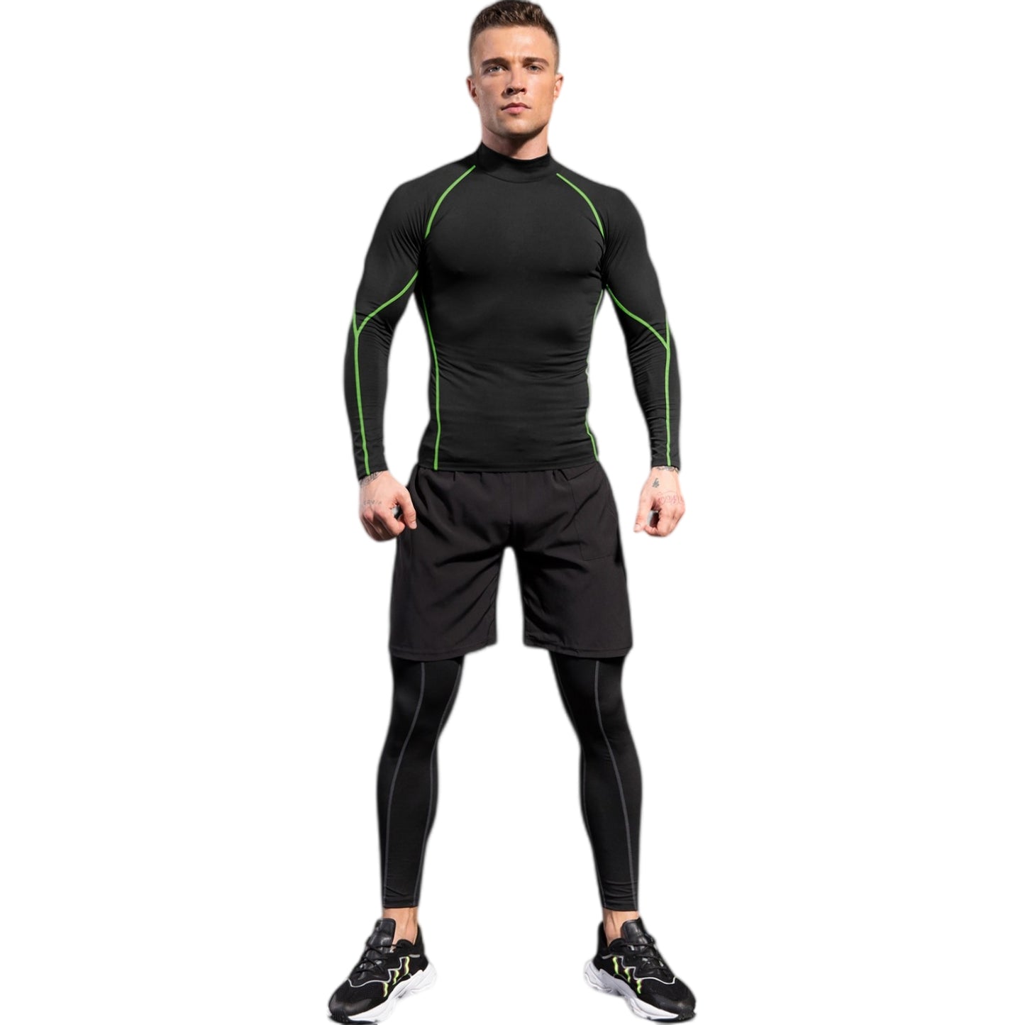 Anna-Kaci Active Men's Long Sleeve Compression Shirt with Mock Neck and Stretch Fit for Performance and Training