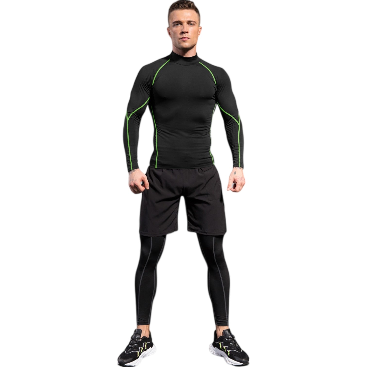 Anna-Kaci Active Men's Long Sleeve Compression Shirt with Mock Neck and Stretch Fit for Performance and Training